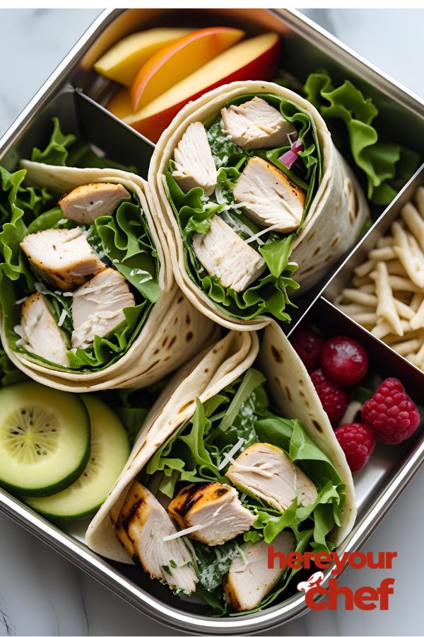 Chicken Caesar Salad Wraps Bento