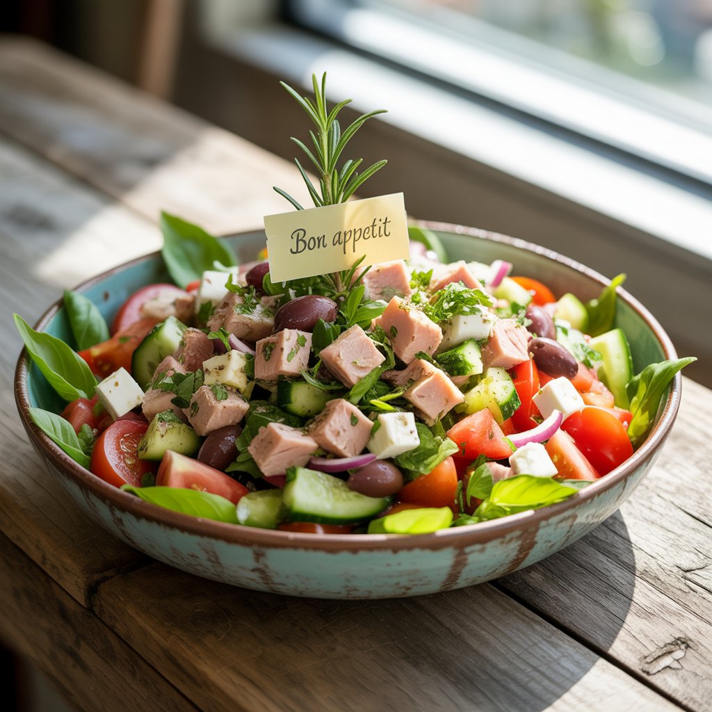 Tuna Mediterranean Salad with Fresh Herbs and Lemon Dressing