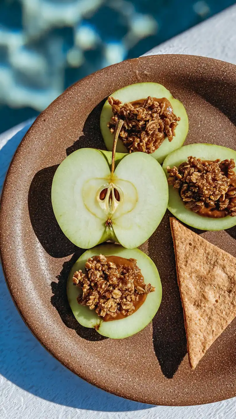 Apple Slices with Nut Butter & Granola Breakfast