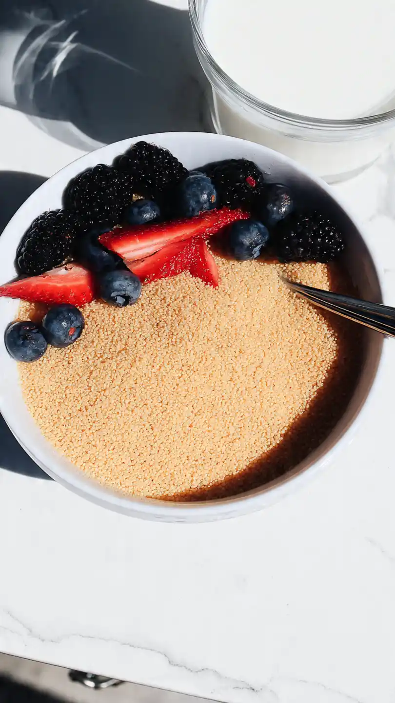Breakfast Bowl with Quinoa, Berries, and Milk
