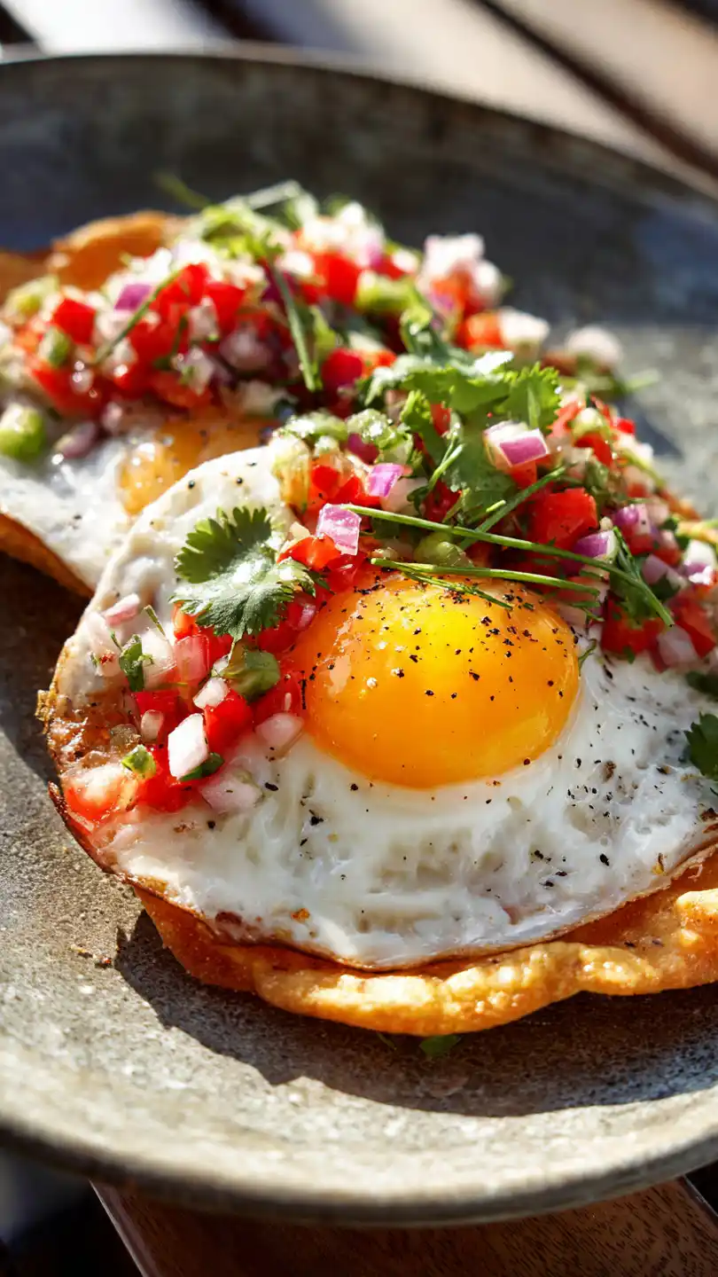 Breakfast Tostadas with Fried Egg and Salsa