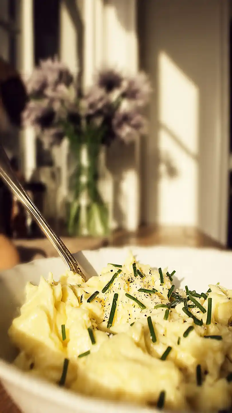 Breakfast with Classic Scrambled Eggs with Chives