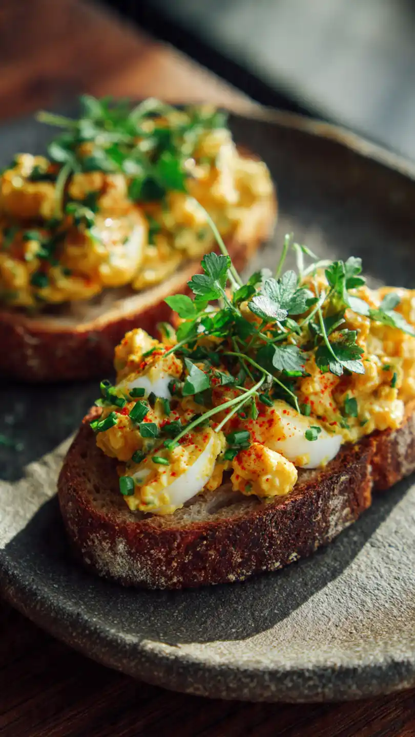 Breakfast with Curried Egg Salad Toast