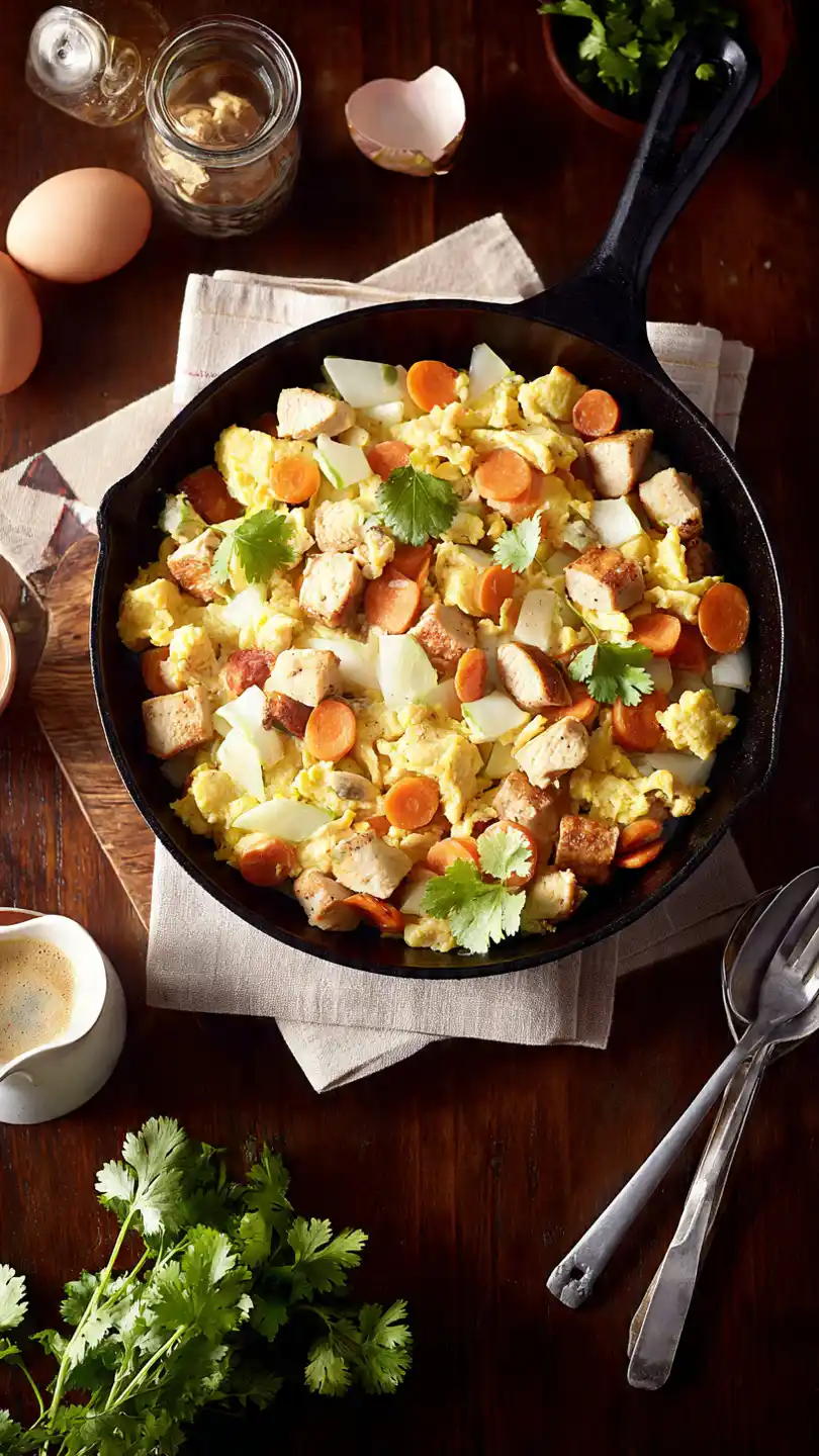 Leftover Chicken and Veggie Scramble Breakfast
