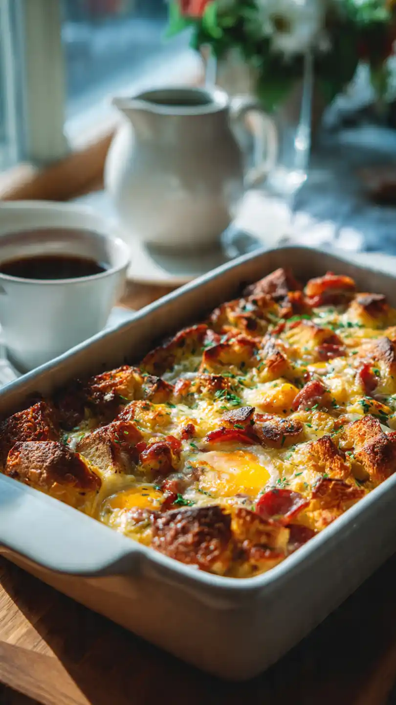 Savory Bread Pudding with Sausage and Eggs