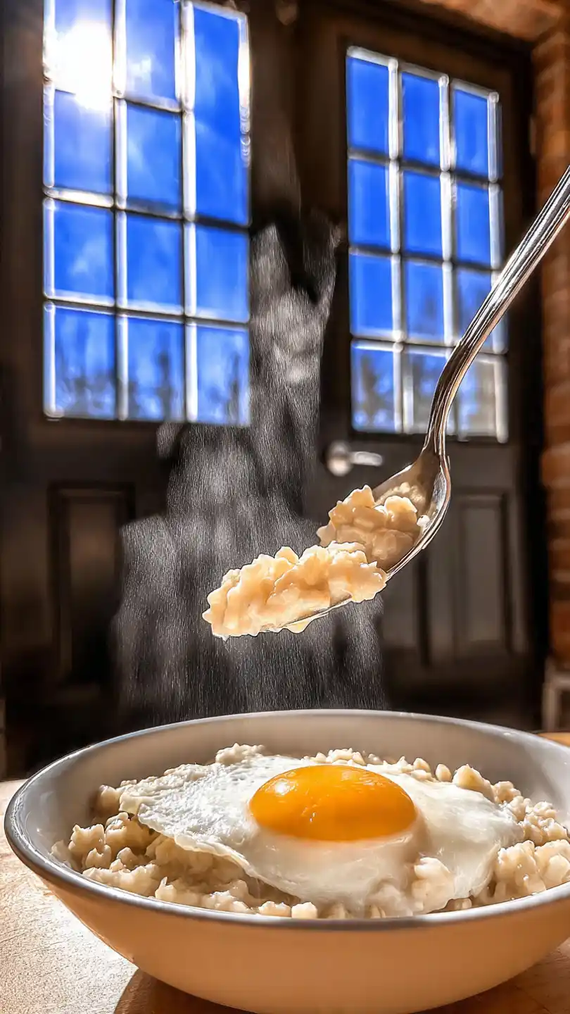Savory Oatmeal with a Fried Egg Breakfast