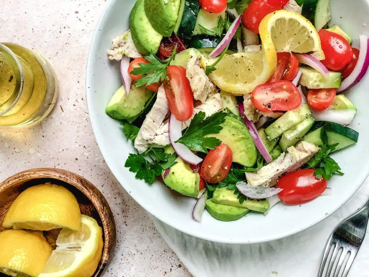 Chicken Salads Cucumber Lime Wedges