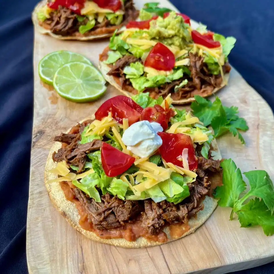 Chicken Salads Shredded Beef Tostadas