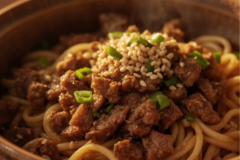 mongolian ground beef noodles