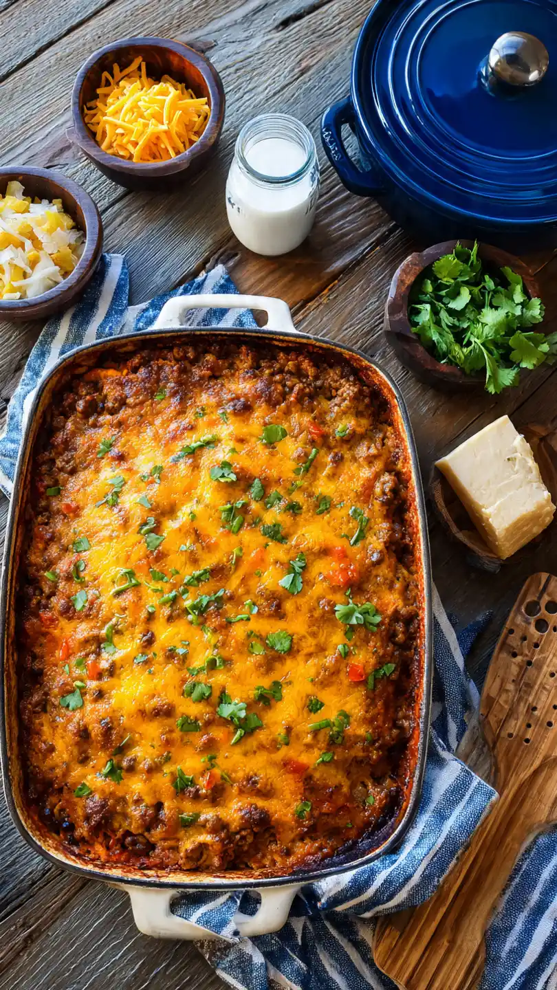 Cheesy Black Bean and Corn Rice Bake