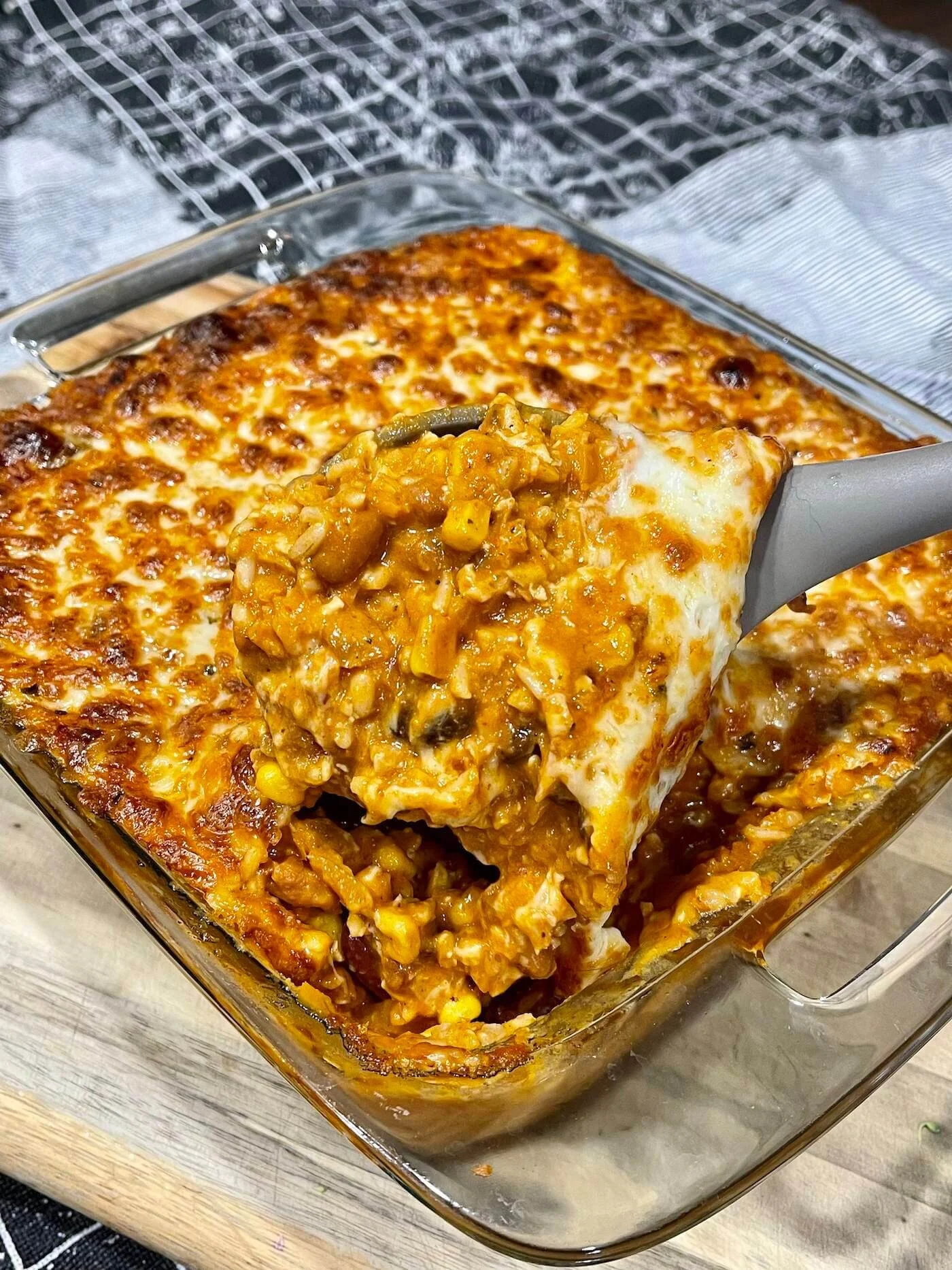 Cheesy Black Bean and Corn Rice Bake