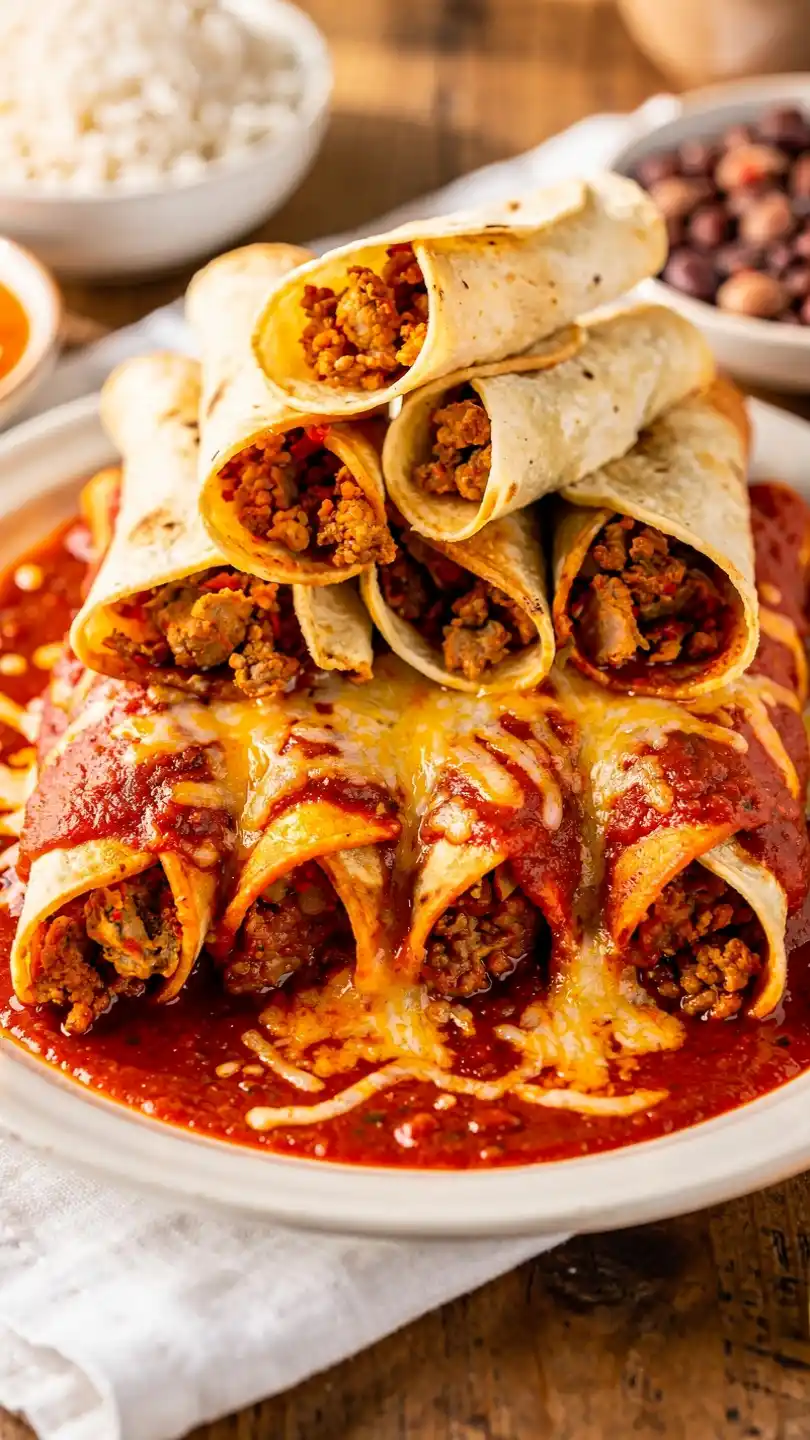 Enchiladas with Taquitos Layer the Taquitos