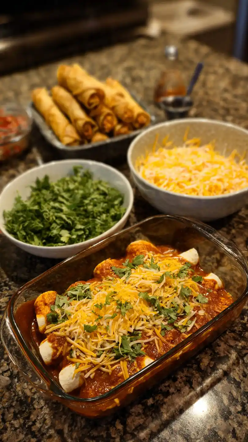 Enchiladas with Taquitos Prepare the Casserole Dish