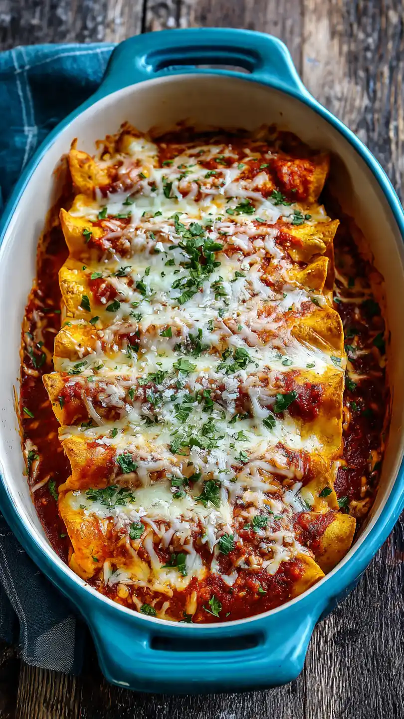 Frozen Taquito Enchilada Casserole with Smother and Top with Cheese