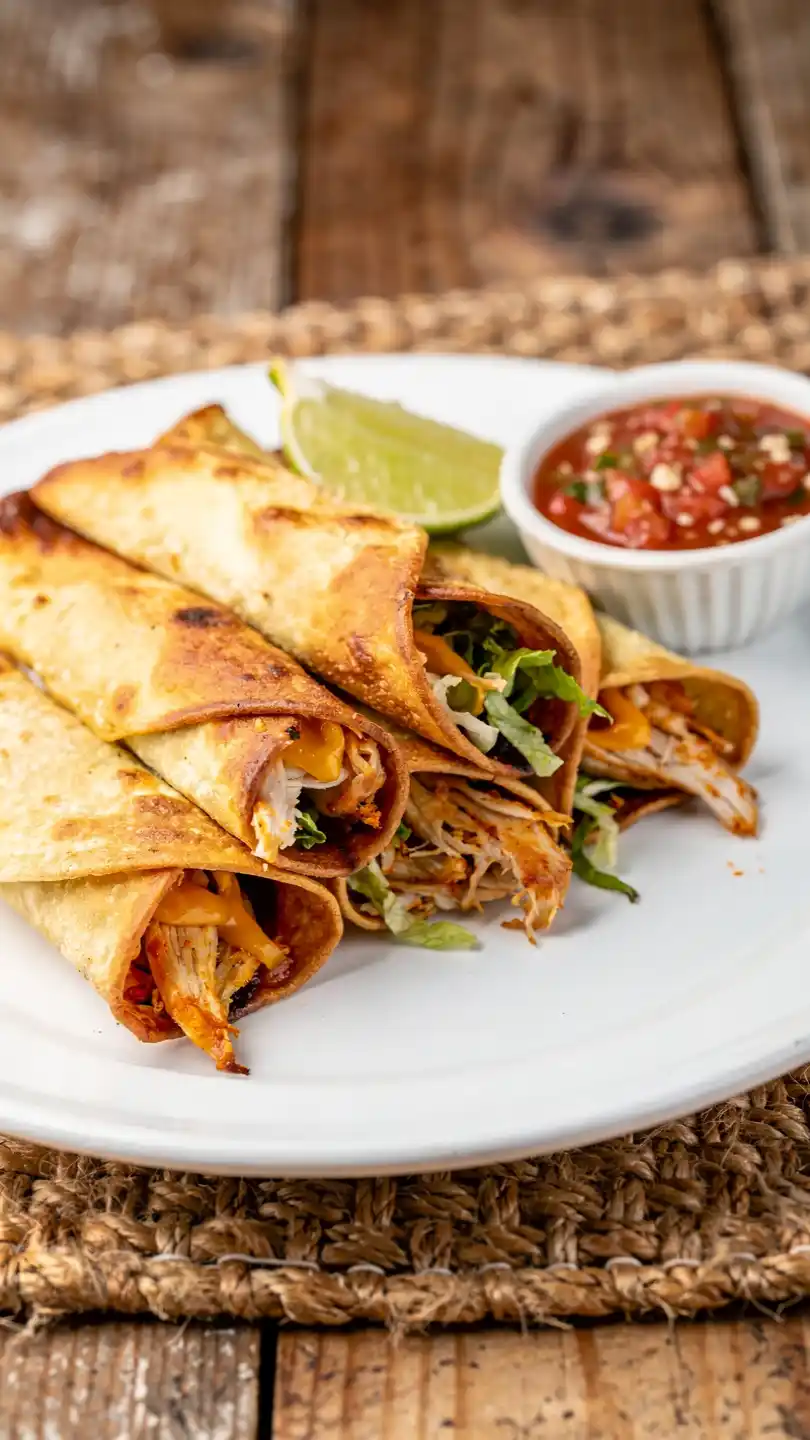 Mexican Appetizers Crispy Chicken Taquitos