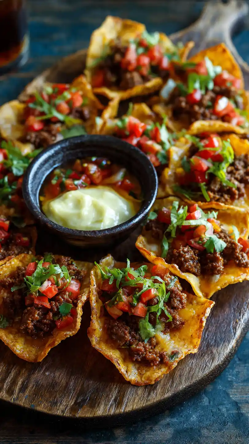 Mexican Appetizers with Baked Beef Nachos