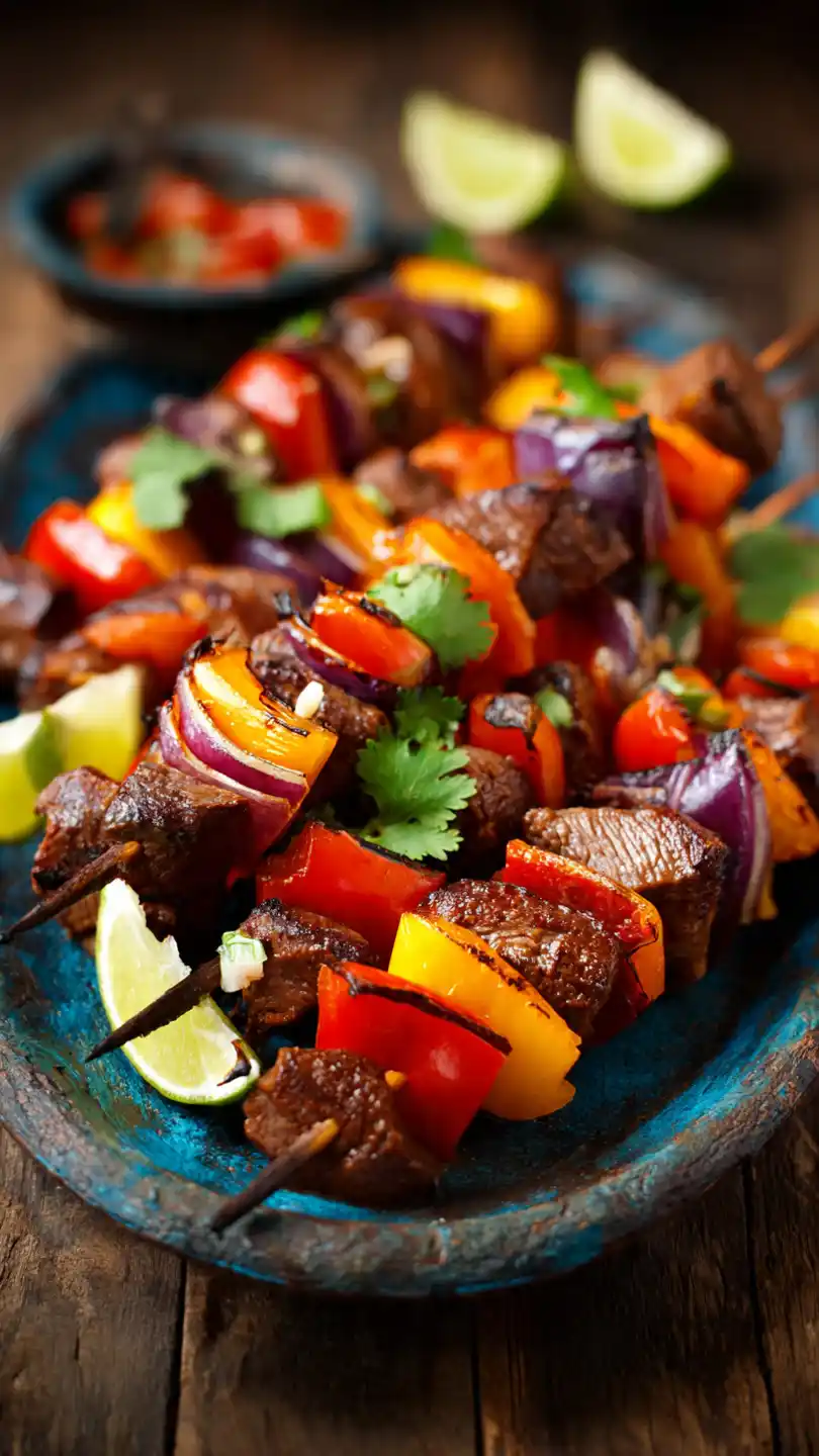 Mexican Appetizers with Beef Fajita Skewers