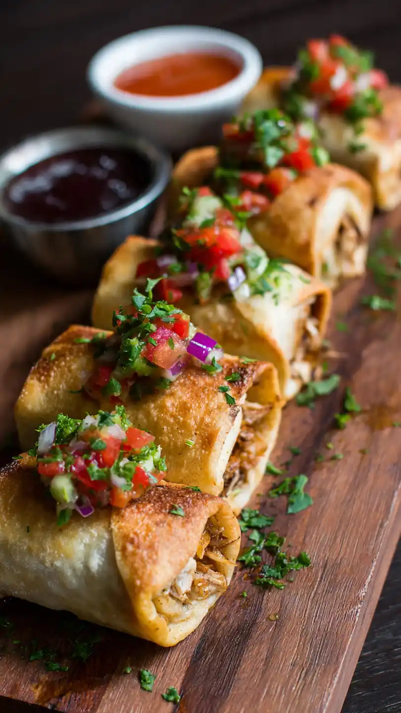 Mexican Appetizers with Mini Chicken Chimichangas