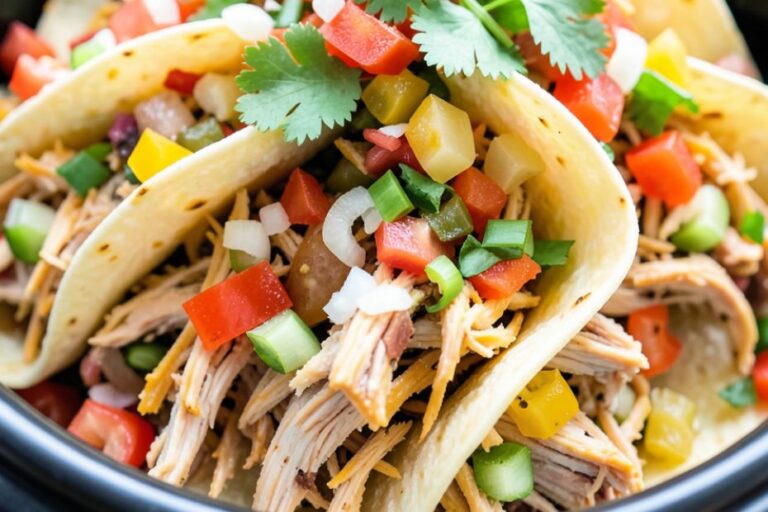 Slow cooker shredded chicken tacos